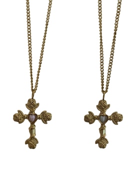 Coriander十字玫瑰爱心项链