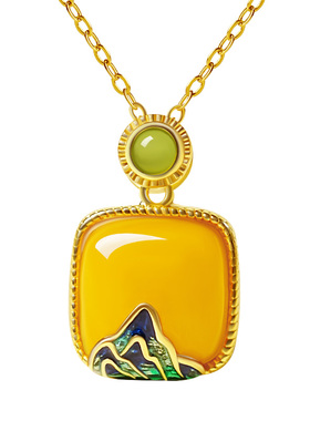 宫里上新天然蜜蜡小方糖项链