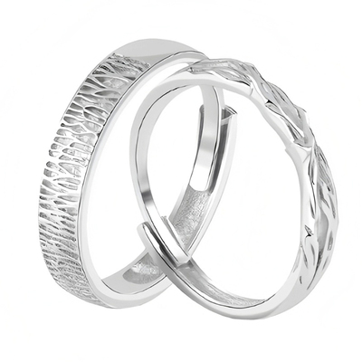 木与枝情侣戒指999足银女男一对小众设计对戒纪念日礼物免费刻字