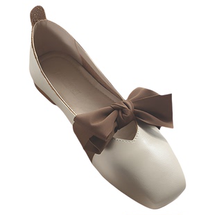 复古玛丽珍奶奶鞋女春款平底蝴蝶结单鞋仙女豆豆鞋大码女鞋41到43