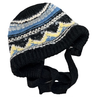 韩版费尔岛巴拉克拉法帽子女冬复古百搭保暖厚户外护耳毛线包头帽