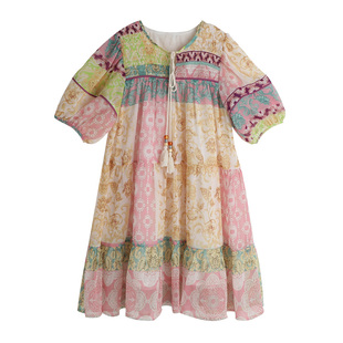 布丁哈鲁童装夏装女童连衣裙2026夏季新款儿童民族风女孩套装裙子