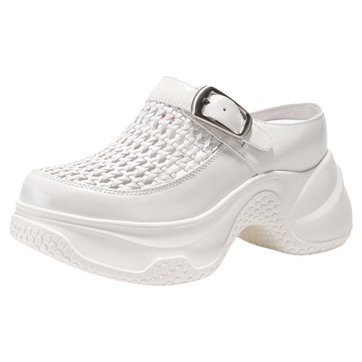 艾今25新款9cm增高休闲编织拖鞋