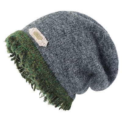 秋冬毛边撞色针织堆堆帽