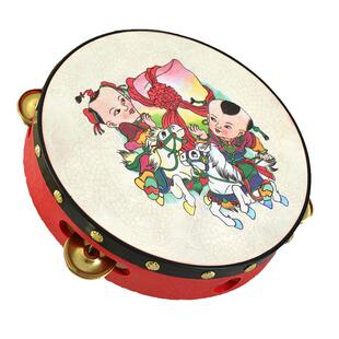 儿童手摇铃鼓 婴幼儿园铃鼓 手鼓宝宝拍打击乐器玩具 手拍鼓