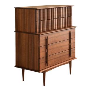 丹麦中古实木五斗柜 复古MCM樱桃木储物餐边柜雕刻柚木色胡桃木柜