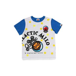 BAPE童装25年秋冬卡通小猴BABY MILO银河夜光印花短袖T恤002093P