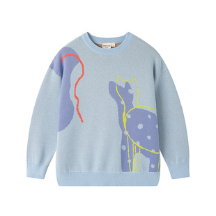 加比瑞童装 春季新品 女童休闲舒适原创潮流全棉毛衣中大童薄线衫