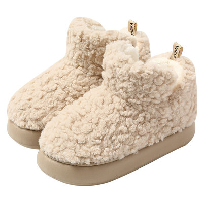 毛毛加绒踩屎感棉拖鞋男女款防风