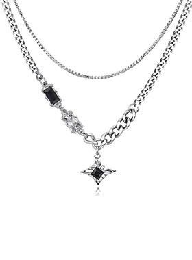 DH7双层钛钢锆石项链男女通用