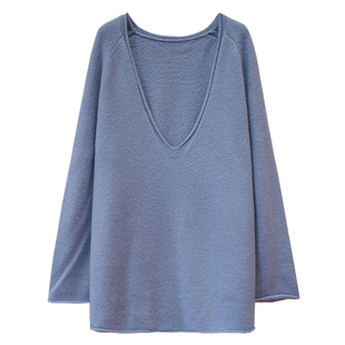 胖mm秋冬慵懒感大V领毛衣木子理想大码女装插肩袖休闲柔软针织衫