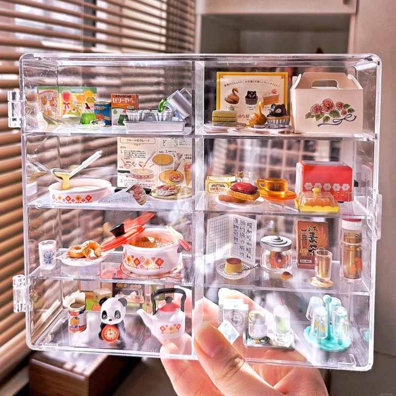 食玩小摆件展示架rement小酒瓶微缩超市货架玩具收纳盒透明压克力