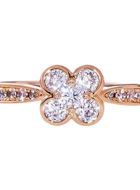 D色莫桑石四瓣花半壁戒指