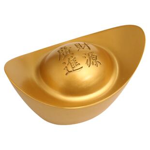 财神潮玩纯黄铜空心沙金金元宝元宝摆件聚宝盆聚财金锭开业礼品