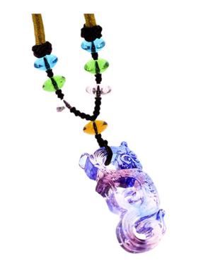 琉璃手工雕刻水晶龙图腾吊坠项链