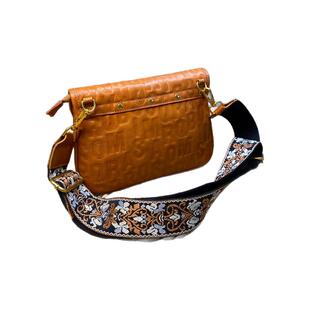 头层牛皮信封包爆款女包新款手工复古原创包包单肩印花斜挎包胸包