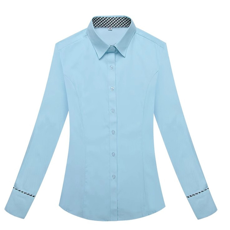 扬诚邮局衬衫湖蓝色衬衣工作服女