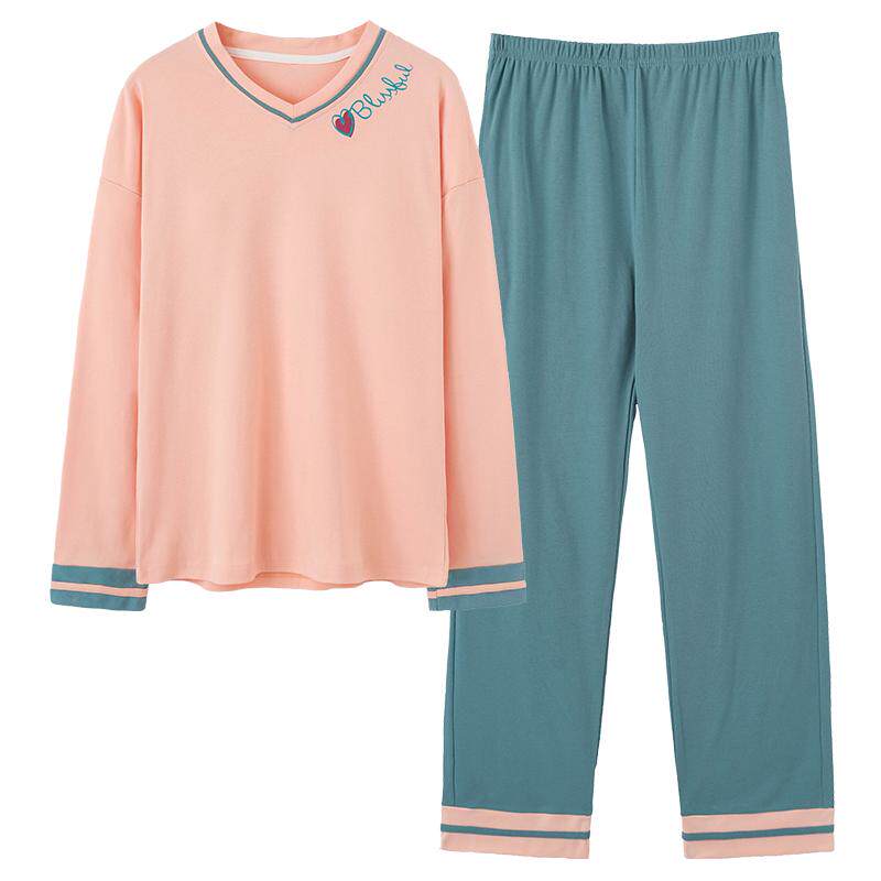 浪莎睡衣女士纯棉长袖家居服套装