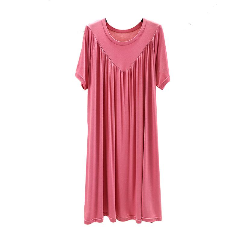 莫代尔睡裙女夏季可外穿家居服休闲大码孕妇裙胖mm200斤冰丝睡衣