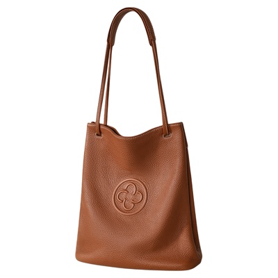 【意大利进口真鹿皮】卡思乐水桶包复古棕大容量单肩斜挎托特包