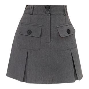 大码高腰小个子纯色西装百褶半身裙夏女ins韩版百搭学生a字短裙子