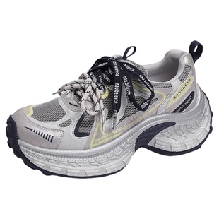 真皮厚底老爹鞋2026新款女款春夏季网纱透气运动鞋女减震跑步轻便