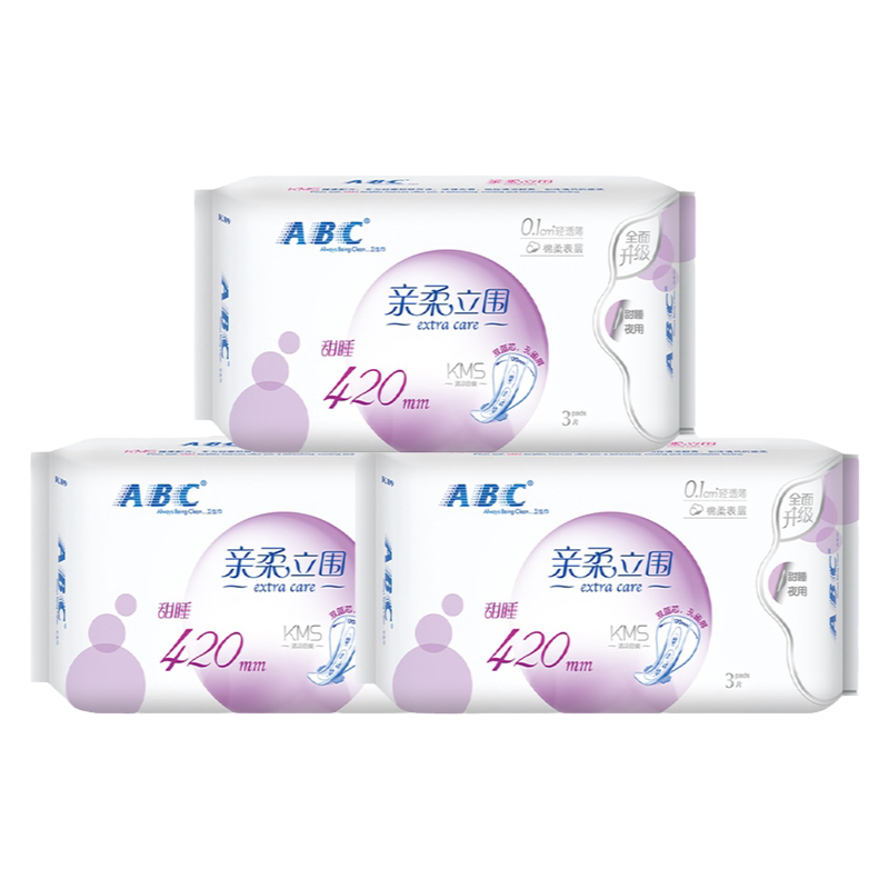ABC棉柔夜用420卫生巾官方正品