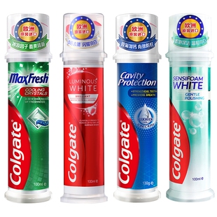 高露洁直立管耀白去渍亮白牙膏100ml 按压式含氟清新口气减牙渍味