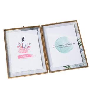 北欧复古黄铜折页玻璃相框 DIY植物标本夹桌面装饰摆件婚礼678寸