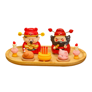 钟馗财神小神仙供奉木质摆台客厅玄关桌面摆件办公室工位装饰男生