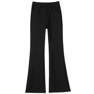 黑色加绒加厚微喇叭裤女高腰显瘦垂顺2025年冬季宽松不贴腿马蹄裤