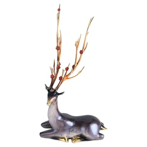 汉时时尚轻奢珐琅彩梅花鹿摆饰