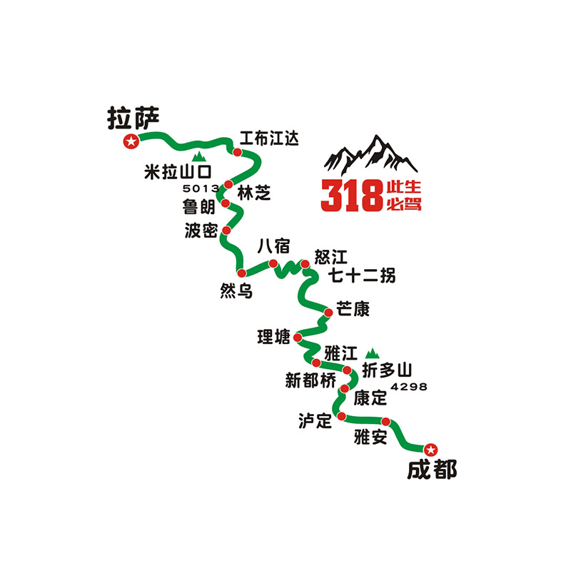 川藏线路线图反光新款个性车贴
