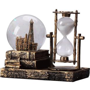 复古水晶球沙漏计时器创意摆件酒柜客厅装饰品电视柜生日礼物男生