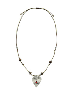 复古民族风串珠爱心吊坠项链女