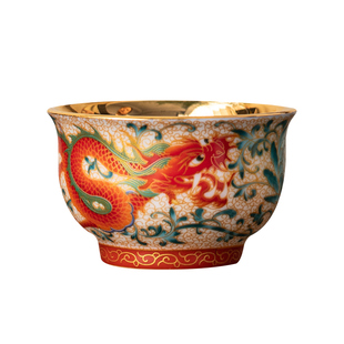 敦煌龙飞凤舞鎏金珐琅彩对杯礼盒高档龙凤茶具套装文创新婚礼品