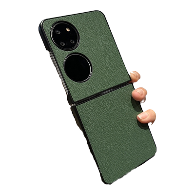 苍岭绿素皮纹适用华为p50pocket手机壳新款皮质高端男Pocket 2翻盖宝盒折叠屏Pocket2高级纯色全包防摔保护套