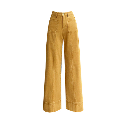 姜黄色法棍牛仔裤女多巴胺彩色裤