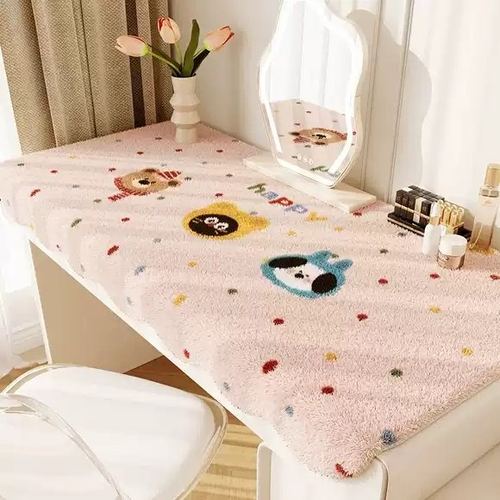 毛绒台面保护垫冬季保暖化妆台桌布加厚隔凉桌面垫子梳妆台美甲垫