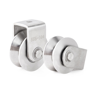 304不锈钢定滑轮带轴承U型V型方管轨道轮平移门吊环重型吊轮包邮