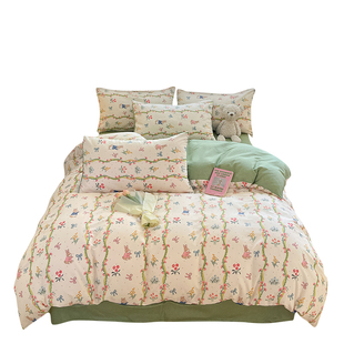 纯棉四件套床单被套床笠款床品100全棉印花学生宿舍床上三件套