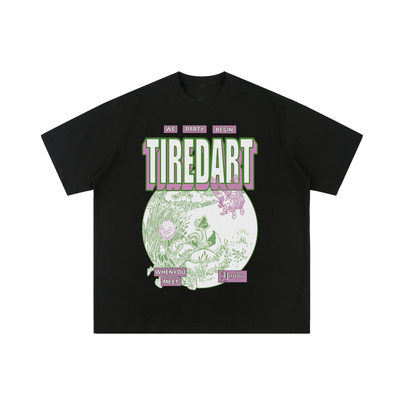 TIRED宽松印花短袖T恤