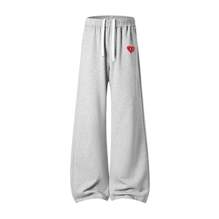 查尔斯桃心直筒卫裤春秋宽松阔腿休闲裤美式简约慵懒风裤子男款潮