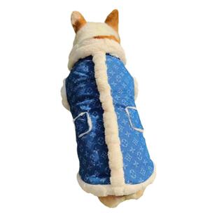 狗狗新款衣服秋冬保暖夹棉金毛柯基中大型犬加厚纯棉牛仔宠物衣服