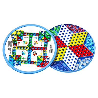 跳跳棋儿童益智小学生玻璃球大人版老式飞行棋二合一弹珠跳子棋盘