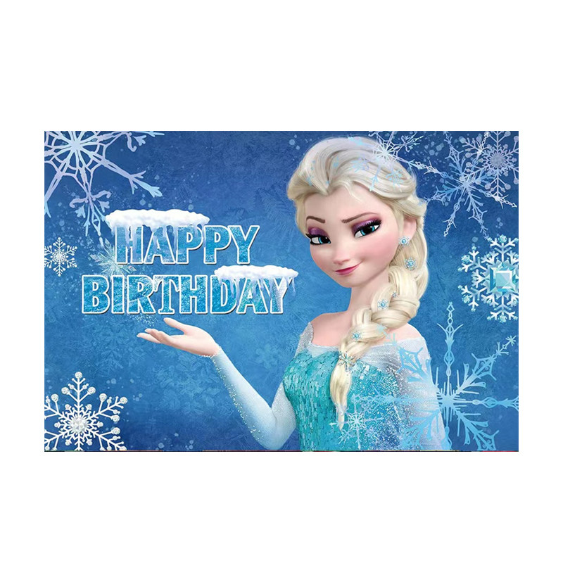 冰雪奇缘艾莎主题生日派对布置背景挂布海报拉旗气球蛋糕插牌装饰