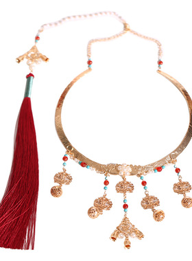 麒麟铃铛原创项圈汉服明制璎珞配饰复古百搭古风项链流苏金色宫廷