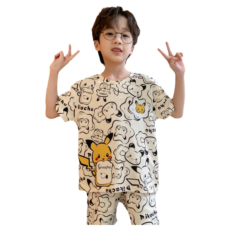 2025儿童睡衣夏季纯棉薄款卡通小中大童家居服套装男孩短袖空调装