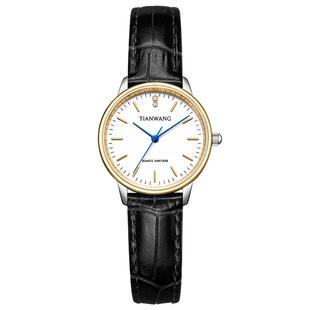 天王黑金女士手表官方正品轻薄手表女款皮带石英表31192 新年礼物