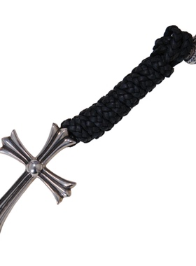 美国高校哥特风十字架皮绳项链